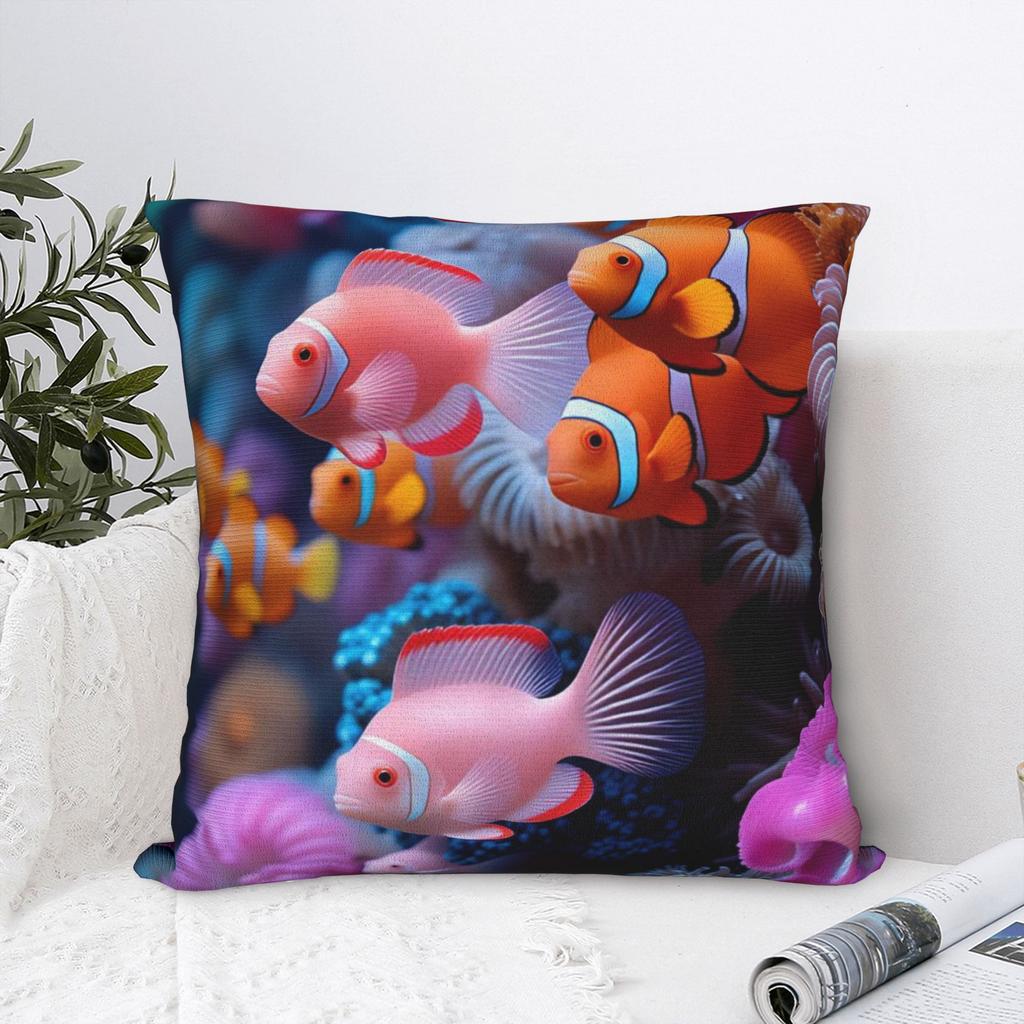 Pillow Cover Beautiful Underwater World Colorful Fish Cute Funny Pillow Case For Sofa Home Decoration Pillowcases