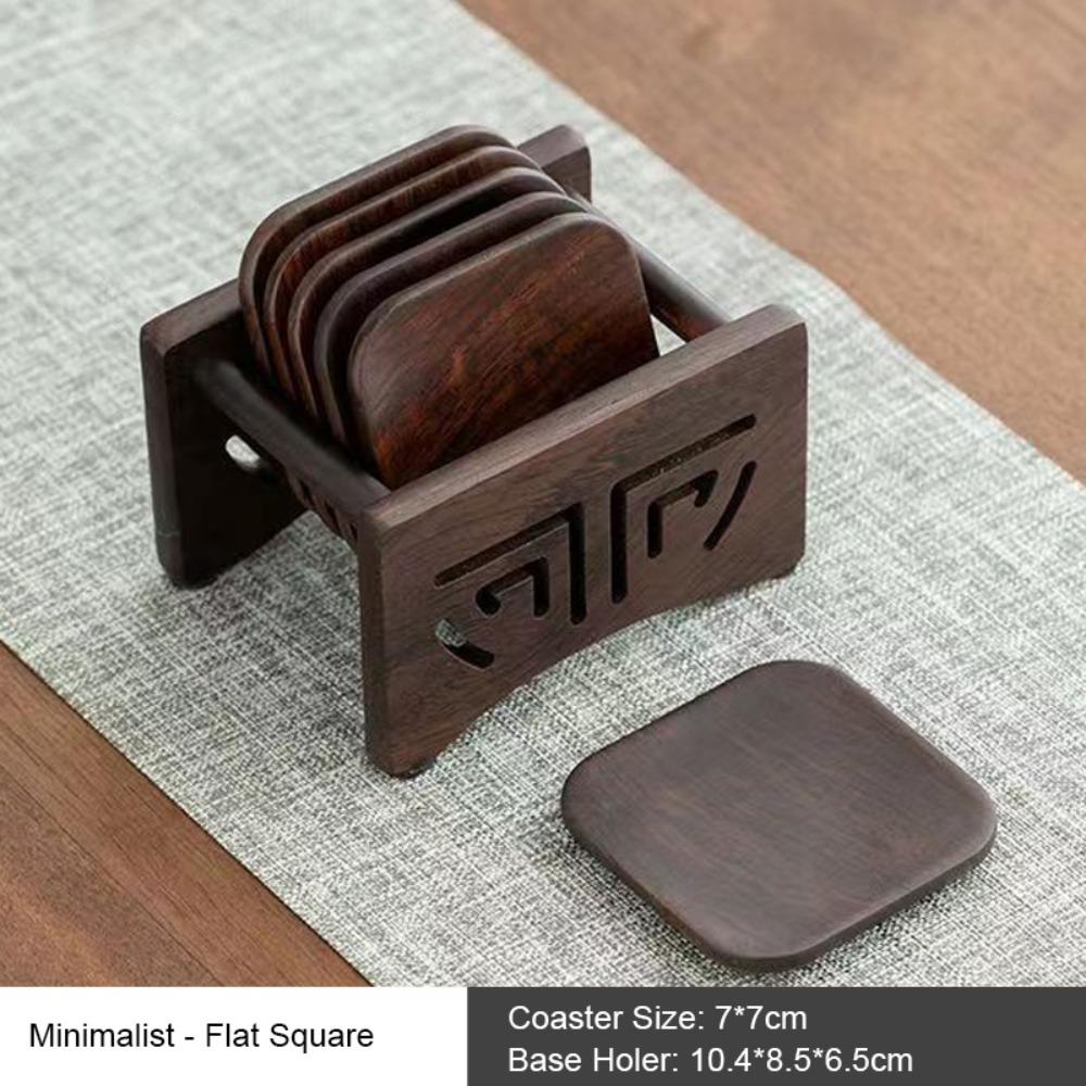 High-End Black Sandalwood Coaster Heat Insulation Heat Resistant Cup Mat Tea Ceremony Accessories Tea Tray Dining Table