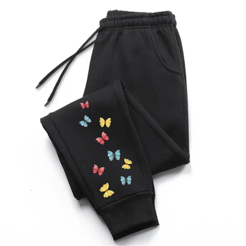 Womens Sweatpants Butterfly Printing Daily Casual Trousers Sports Jogging Pants Versatile Sweatpants Popular Style