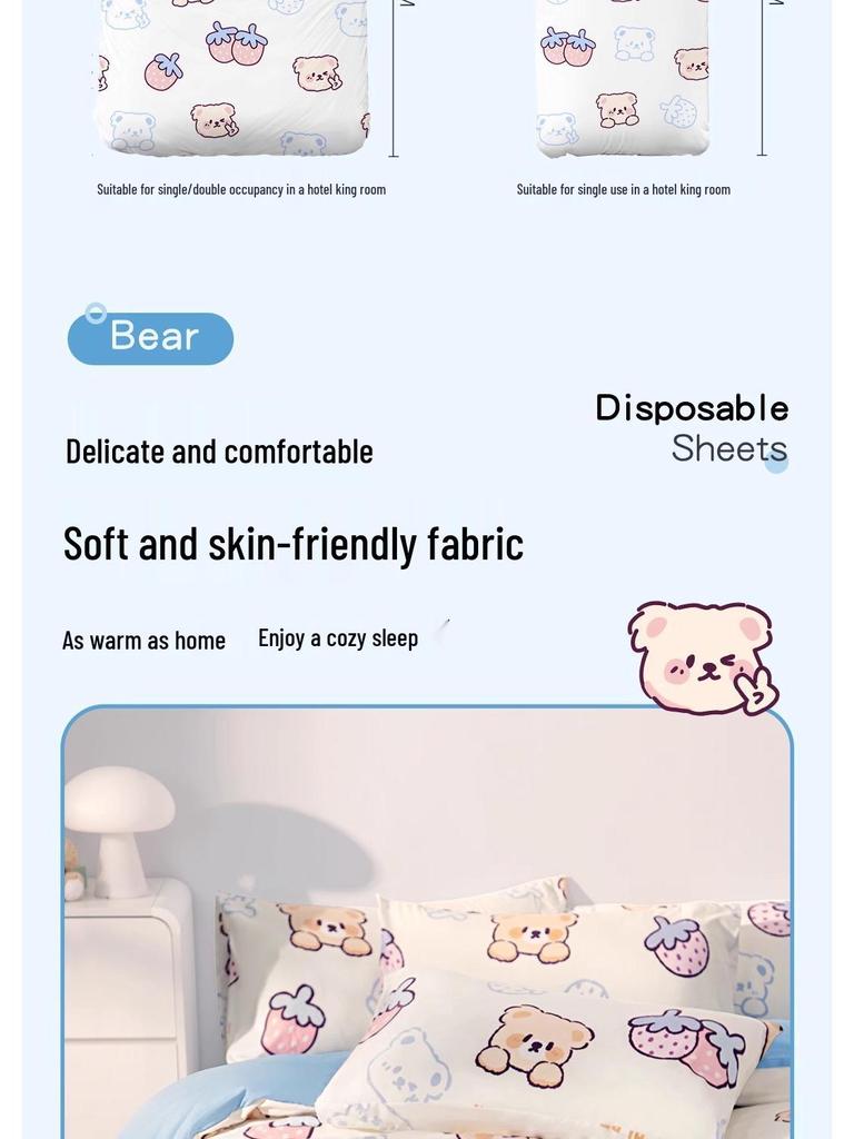 Extra Large Thick Disposable Hotel Bedding Set: Duvet Cover, Pillowcase, Bath Towel & Dirt-Isolating Bed Sheet.