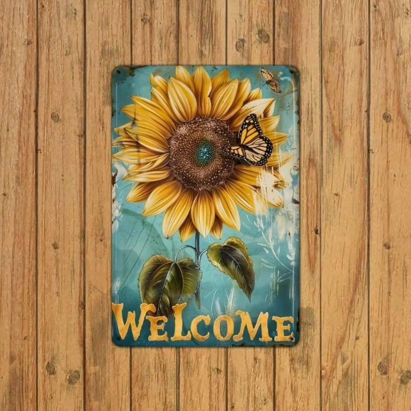 Vintage Sunflower Metal Sign 8x12 Inch Wall Art Decor
