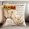 1Pc Elephant To My Daughter Big Hug Print Throw Pillow Cover,Suitable For Sofa,Bedroom,Living Room,A Warm Gift For Daughter