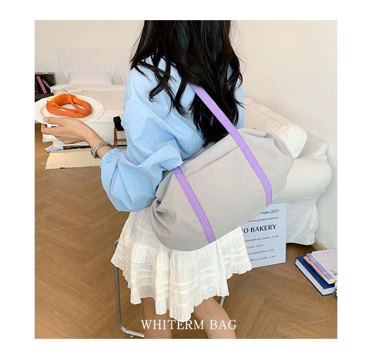 2026 Korean Style Large Capacity Color Block Casual Shoulder Bag