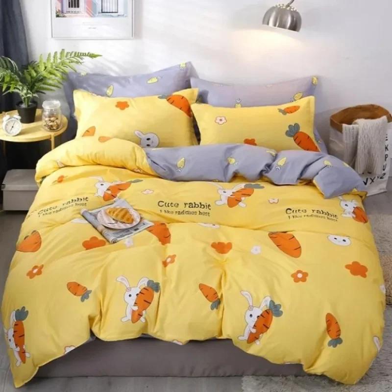 New Comfortable Soft Skin-friendly Cotton Aloe Vera Cotton Four-piece Set Active Cotton Bedding Sheet Quilt Cover