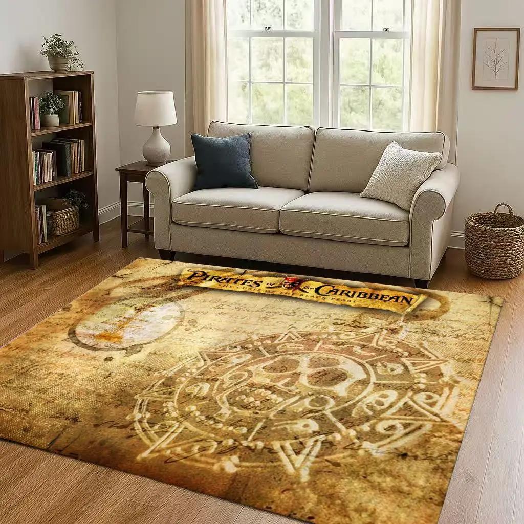 3D Pirates of The Caribbean Jack Johnny Depp Christmas Living Room Non-Slip Area Rug Carpet for Bedroom Sofa,Home Doormat