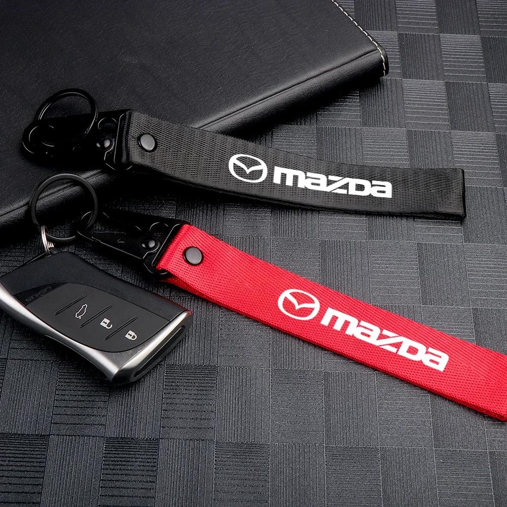 2025 Quente 1 Peça Moda Carro Nylon Metal Chaveiro Argolas de Chaveiro Porta-Chaves Para Mazda 3 Bk 6 Gh CX-5 CX30 MX-5 2 5 CX-3 GJ GL CX-8 MS RX