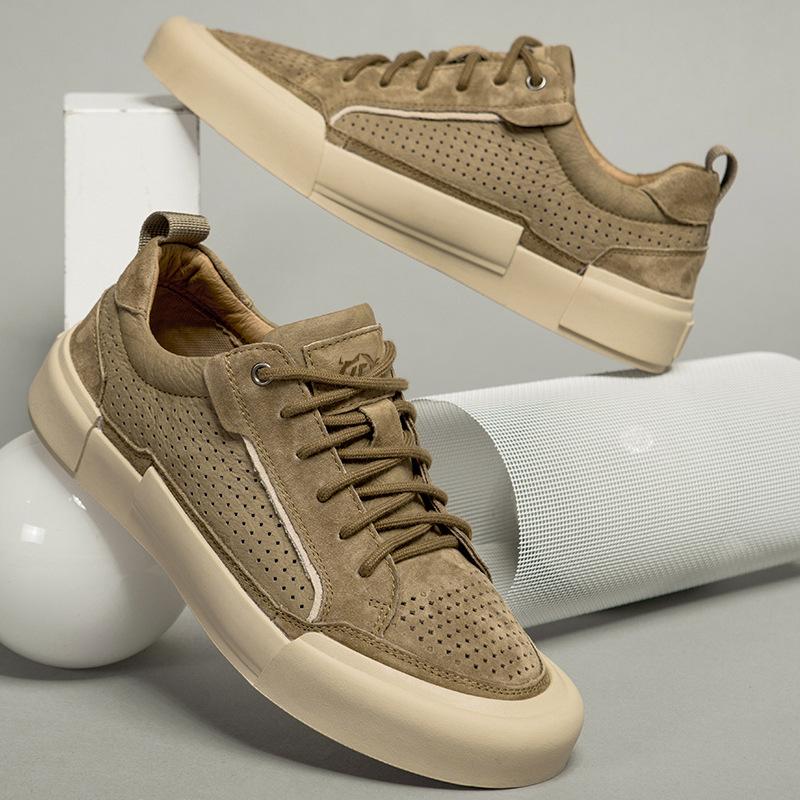Trend Genuine Leather Casual Shoes for Men Luxury Platform Sneakers Non-Slip Flats Men Tenis Shoes Non-Slip Male Skateboard