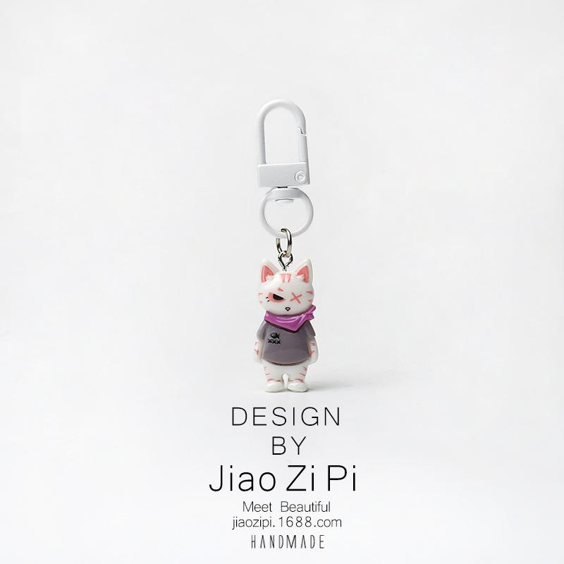Trendy Funny Street Cat Keychain Creative Bag Jewelry Pendant Personalized Cartoon All-match Daily Accessories