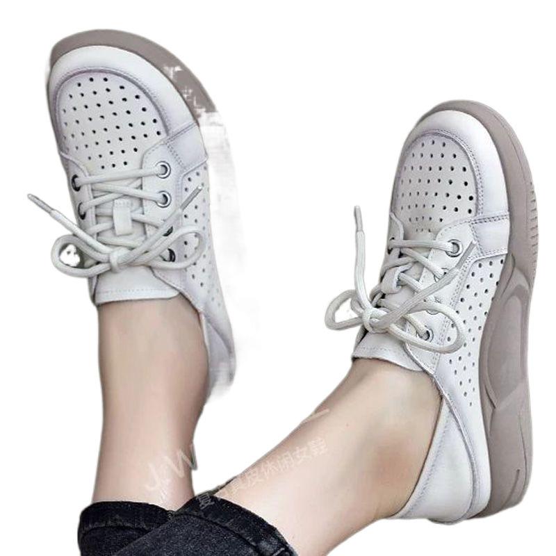 Retro Hollow Sandals Women's 2025 Spring and Summer New Sports and Leisure Single Shoes Women's Bag Head Lace-up Soft-soled Hole Shoes