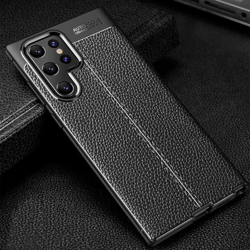 Custodia con Texture a Buccia di Litchi per Samsung Galaxy S24 Ultra S23 S22 S21 S20 S10 Plus A15 A05S A14 A54 A34 A23 A33 A13 A52 Cover