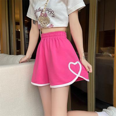 Damen A-Linie Hohe Taille Schlankmachende Drei Gerade Beine Lässige Love Shorts