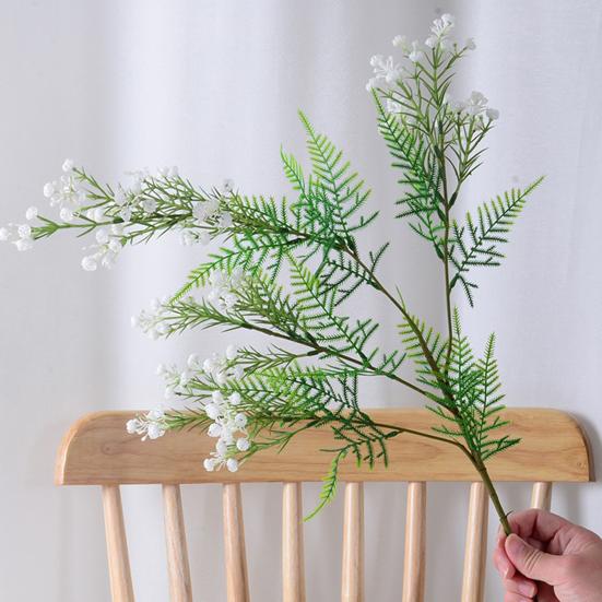 Brudslöja Grön Konstgjord Gren 32" Falsk Lång Stjälk Gipsophila Blommor med Blad för DIY Blomsterarrangemang Bröllopsbuketter Gårdshus Hem