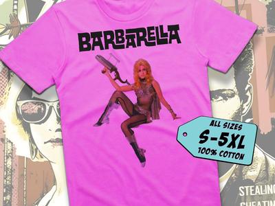 Barbarella V3 T Shirt Movie Poster Print Fuchsia Color Shirt 100% Cotton All Sizes S To 5XL