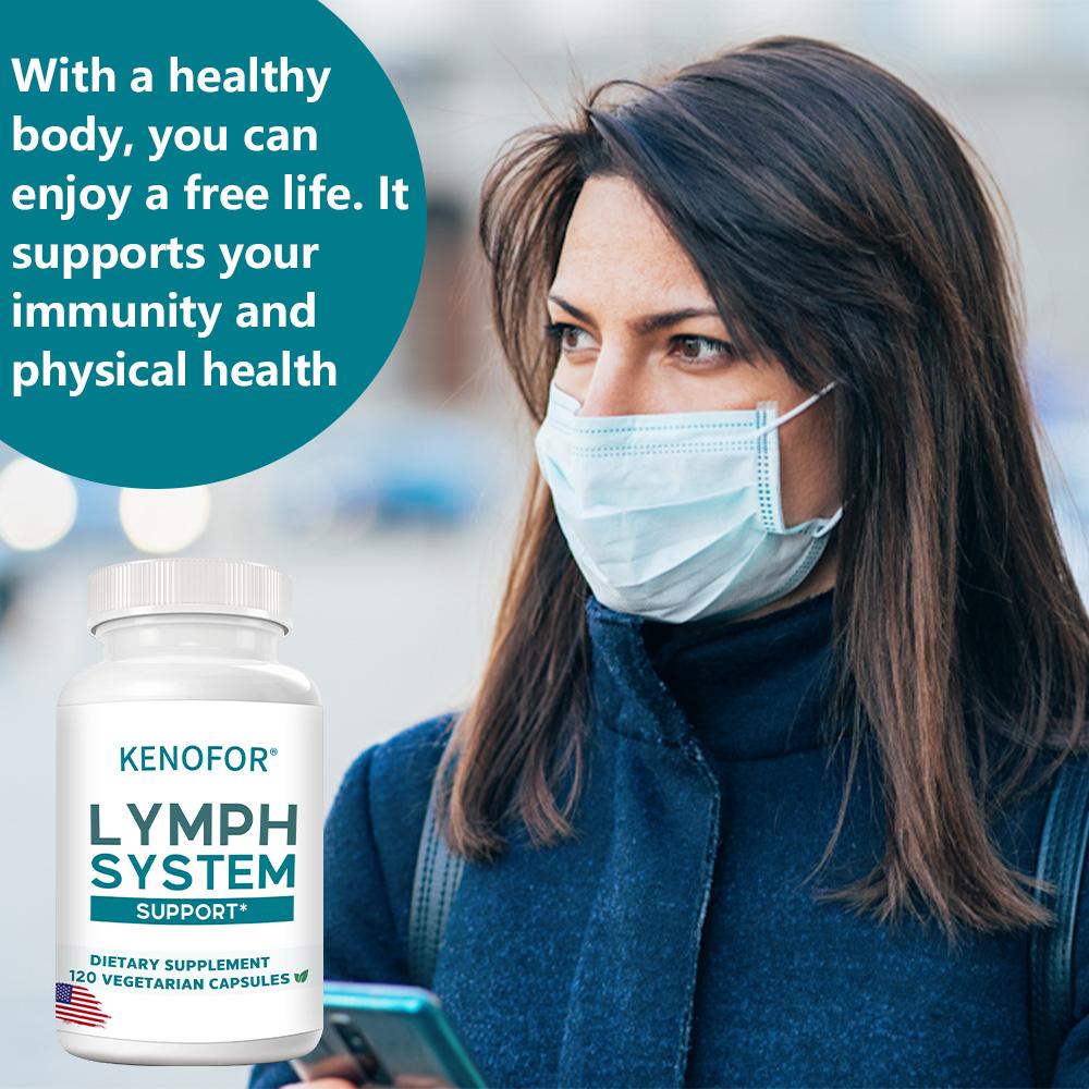 Kenofor Lymfesysteem Ondersteuning Supplement, Echinacea, Paardenbloem, Kliswortel, Kleefkruid, 120 Capsules