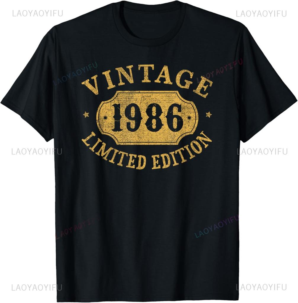 Vintage 39th Birthday Decorations Vintage 1986 39 Years Old Streetwear Custom Printed Graphic T Shirts Funny Shirt Camisas