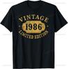 Vintage 39th Birthday Decorations Vintage 1986 39 Years Old  Streetwear Custom Printed Graphic T Shirts Funny Shirt Camisas