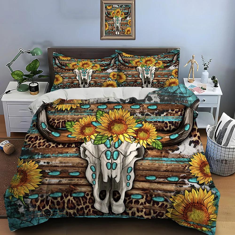 

Native American Cattle Skull Art Print Bedding Set Duvet Cover 1 Duvet Cover 2 Pillowcases Adult And Kids Bedding Set Luxury EU Twin(135x200cm)
