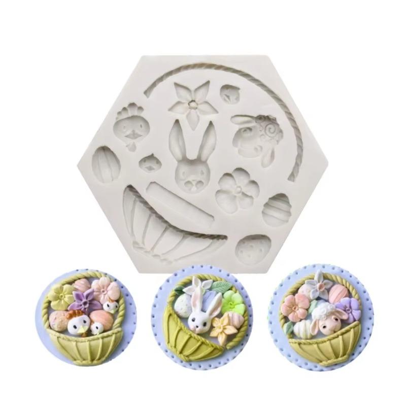 Easter Rabbit Handmade Mold 3D Silicone Egg Flower Fondant Chocolate Mold Cake  Baking Accessories Cake Decoration Accessories