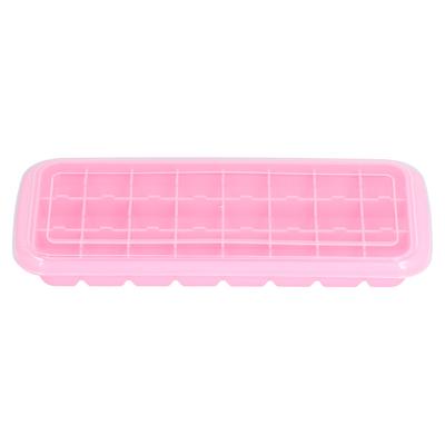 24?Grids Ice Cubes Tray with Lid Food Grade Silicone DIY Ice Mold Tray for Home Bar UsePink