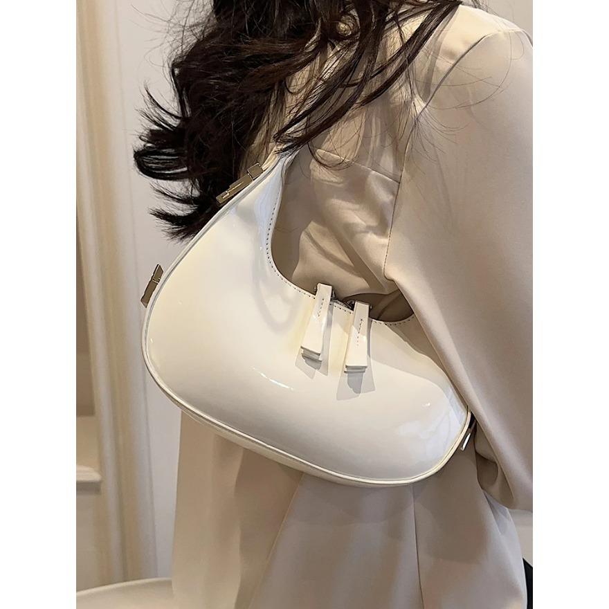 Style Red Patent Leather Women's Bag  New Spring Versatile Shoulder Underarm Bags Lady Fashion Handbags