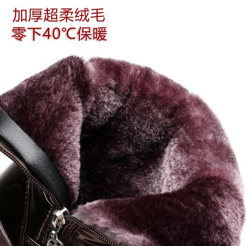 Bottes de neige pour femmes mi-mollet imperméables antidérapantes chaussures en coton plateforme épaisse bottes de neige d'hiver simples chaussures grande taille D520