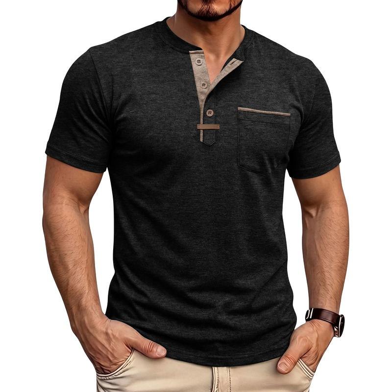 Men S Casual Short Sleeve Henley Neck T Shirt