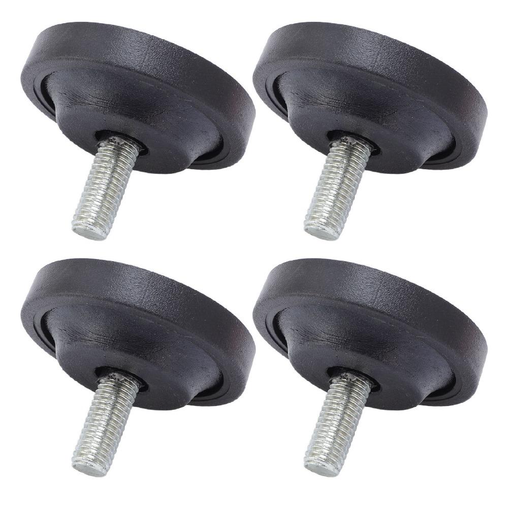 4pcs Black Furniture Leveling Feet M10 Thread Rubber Feet Bumpers Noise Reduction