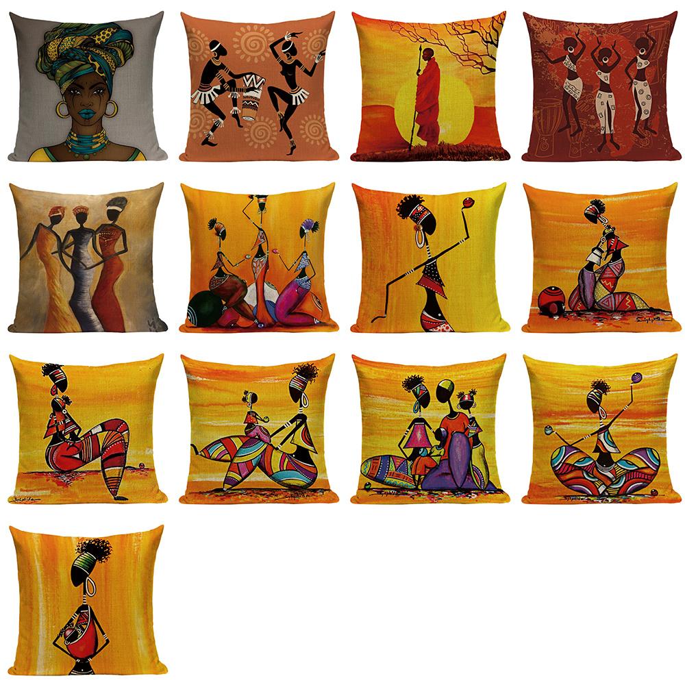 Abstract African Cushion Covers African Girl Dancing Home Decoration
