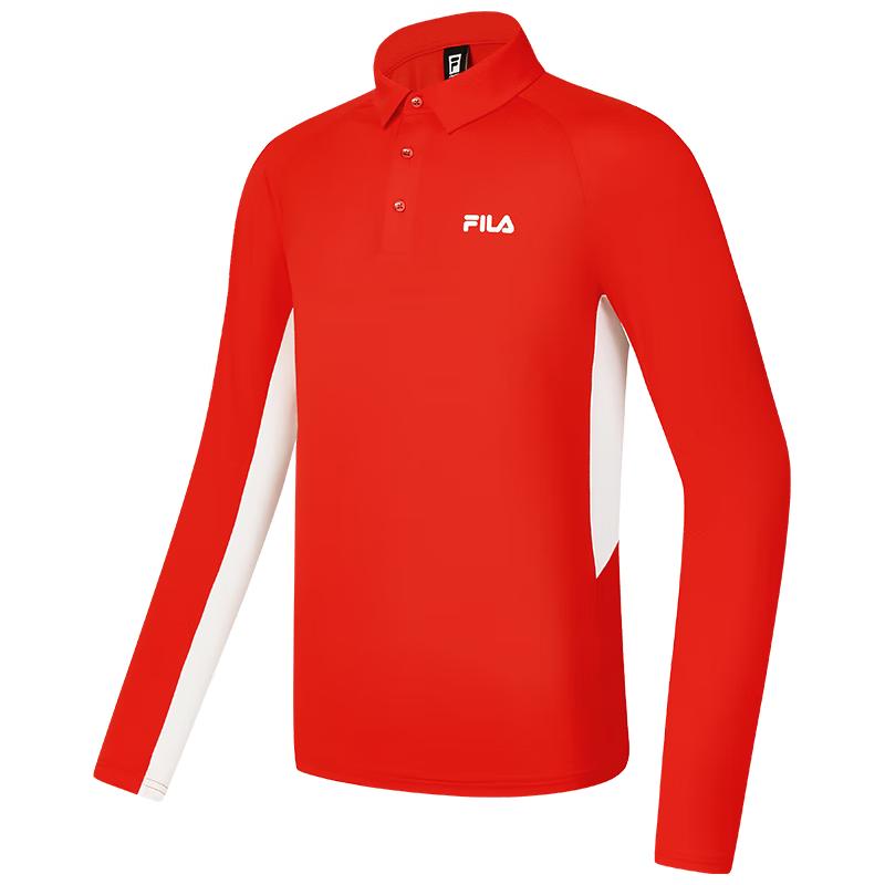 FILA Men s Color-Block Knitted Long Sleeve Polo Shirt XL