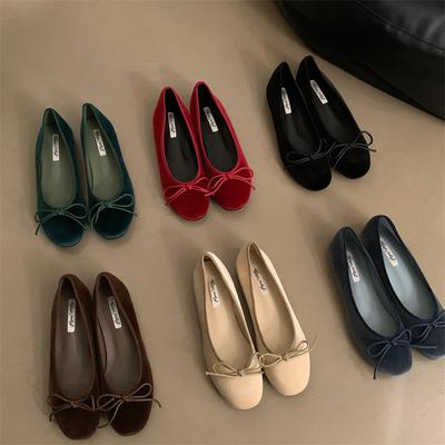 Bailamos Marke Damen Samt Ballerinas Runde Spitze Flache Mary Jane Schuhe Weiche Freizeit Ballettschuhe Slingback Schuhe Muje