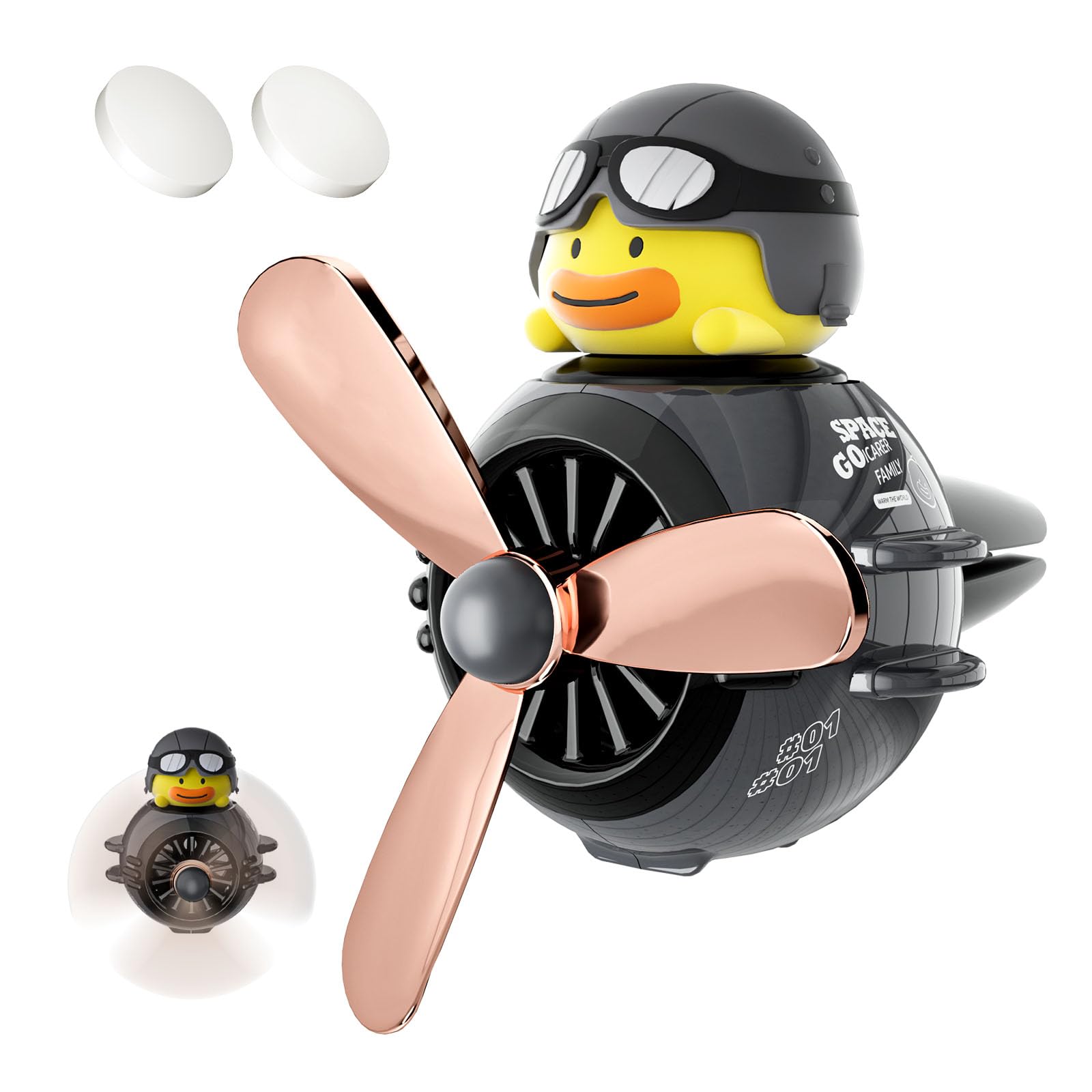 

Автомобильный ароматизатор ICARER FAMILY, освежитель воздуха, пропеллер, аромадиффузор, милый утенок, пилотный вентилятор, диффузор, автомобильный кондиционер, дезодорант, 2 ароматические таблетки чёрный