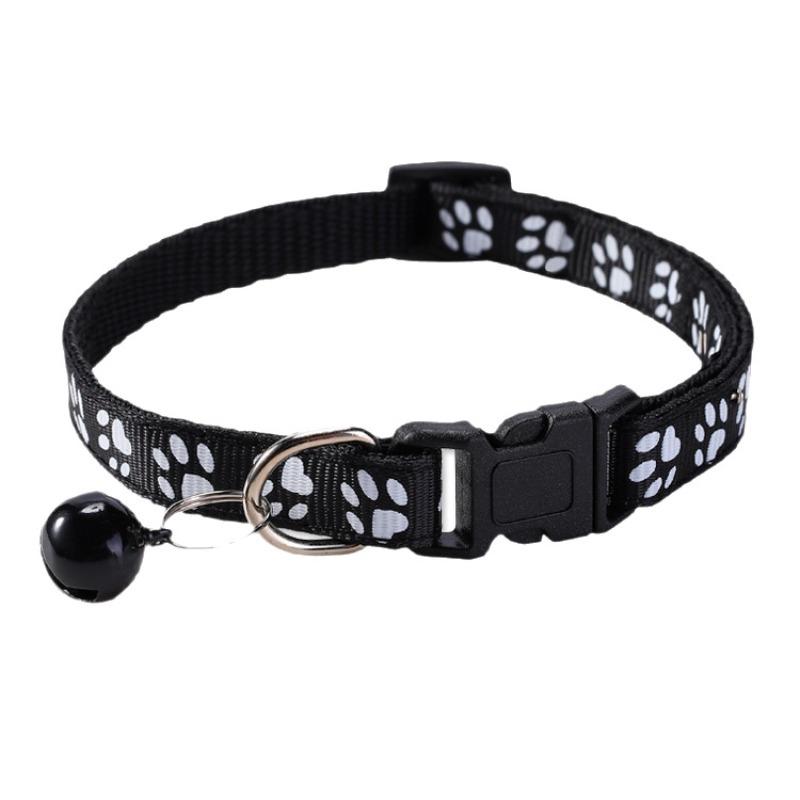 Pet Collar Dog Paw Print Bell Cat Collar Footprint Dog Collar Adjustable Collar