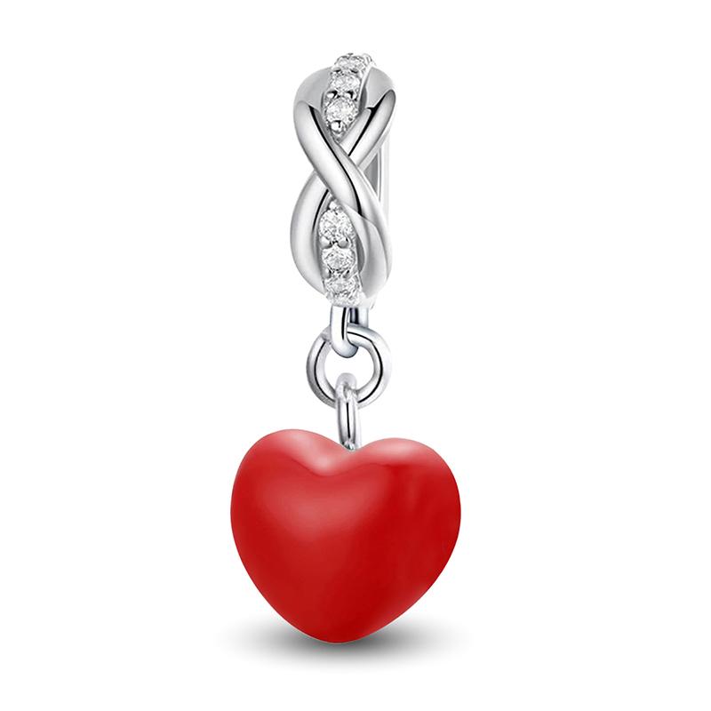 Compatible With Pan Copper Metal Multicolor Love Heart Series Suitcase Charm Bead Components Bead Components Do It Yourself Bracelets Bangles