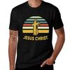 Men's Jesus Christ Cross Retro Christian Faith Black T-Shirt