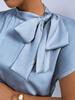 Herbst Satinschleifen-Oberteil - Damen Kurzarmhemd im europäischen & amerikanischen Stil