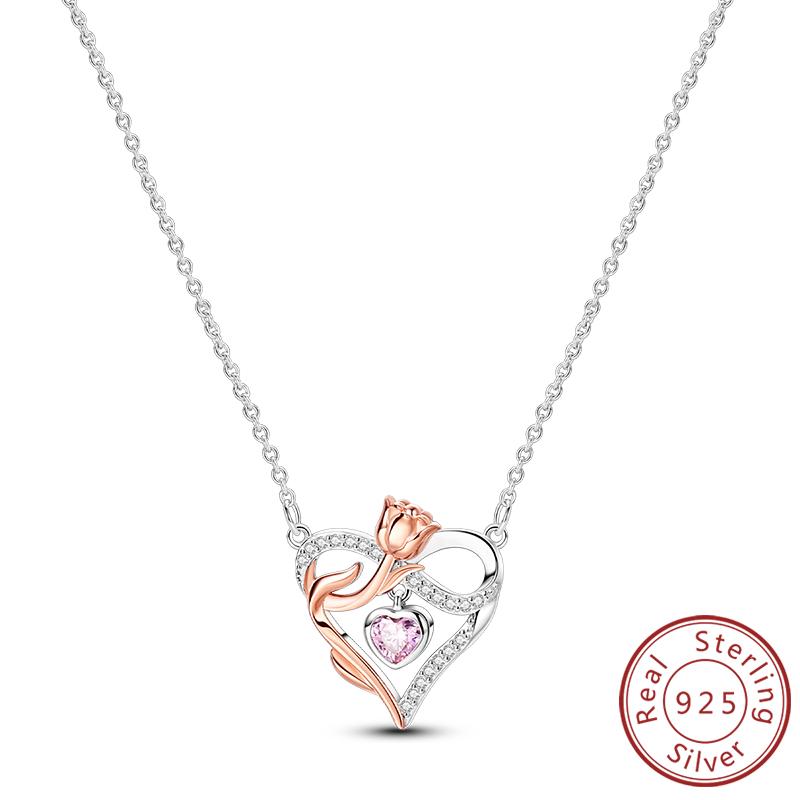 New Copper Necklaces Tulip Heart Sun Star Moon Bow Zircon Pendant Necklace For Women Fashion Jewelry Making Gifts