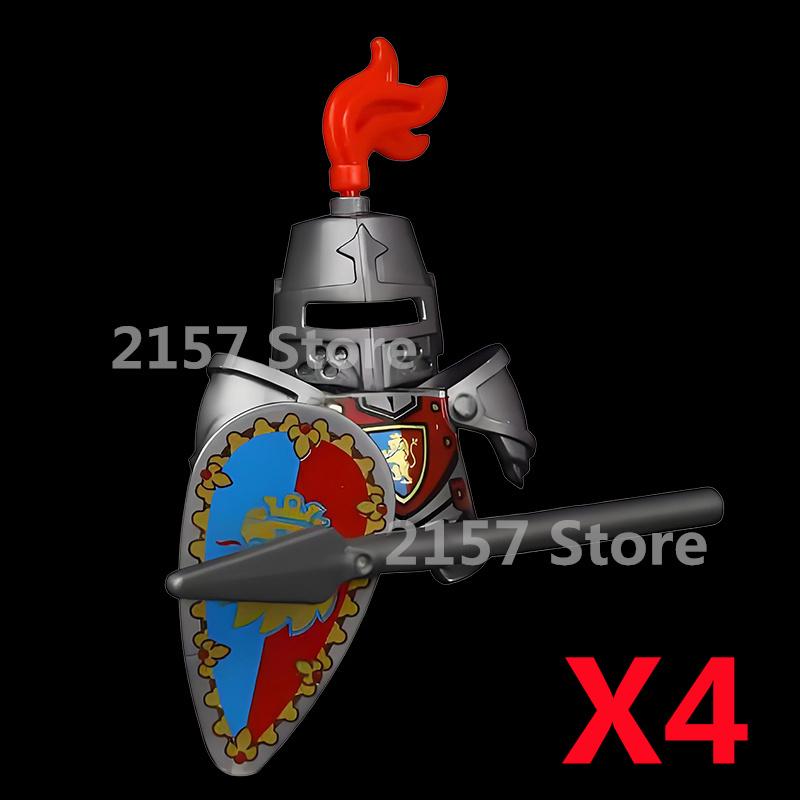 Medieval Castle Soldier Action Figures Building Block Dragon Anime Knight Accessory Warhorse Militia Helmet Shield Toy Gift S015