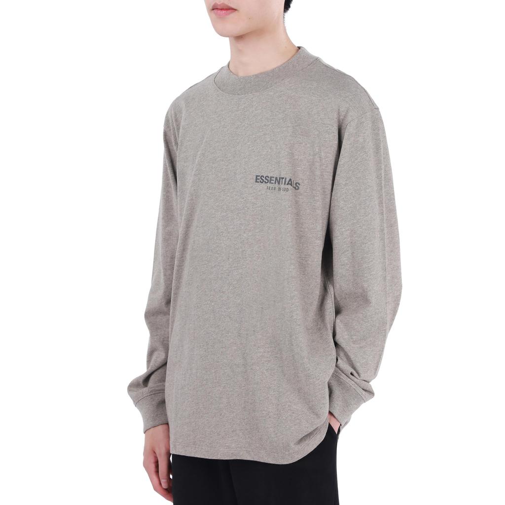 Fear of God Essentials Long Sleeve Tee Breathable Solid Crew Neck Unisex Tops Dark-Heather-Oatmeal FOG-FW21-190