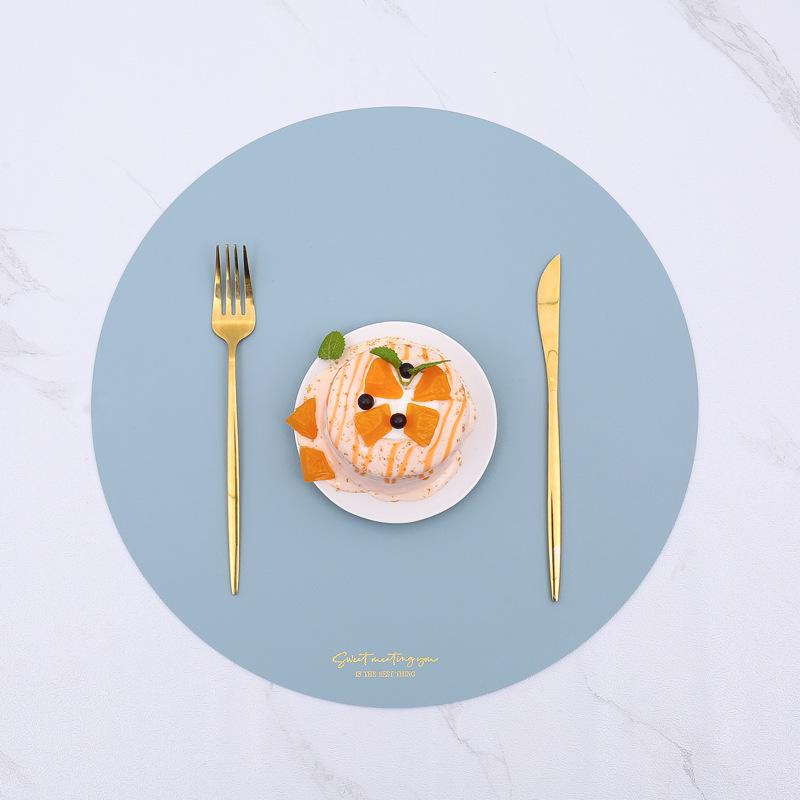 Round placemat table mat leather western food mat thermal insulation mat cloth Nordic household bowl coaster anti-scalding leather placemat