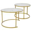 2pcs Marbling Living Room Round Table Simple Elegant Coffee Table Home Furniture
