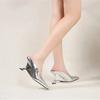 Fashion Novelty Luxury Designer Wedge Platform High Heels Women Fashion Pointed Toe Party Dress Shoes Silver Mules Slides Women Pumps