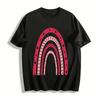 Sweet Pink Rainbow Print Girls' Casual Top Pure cotton T-shirt