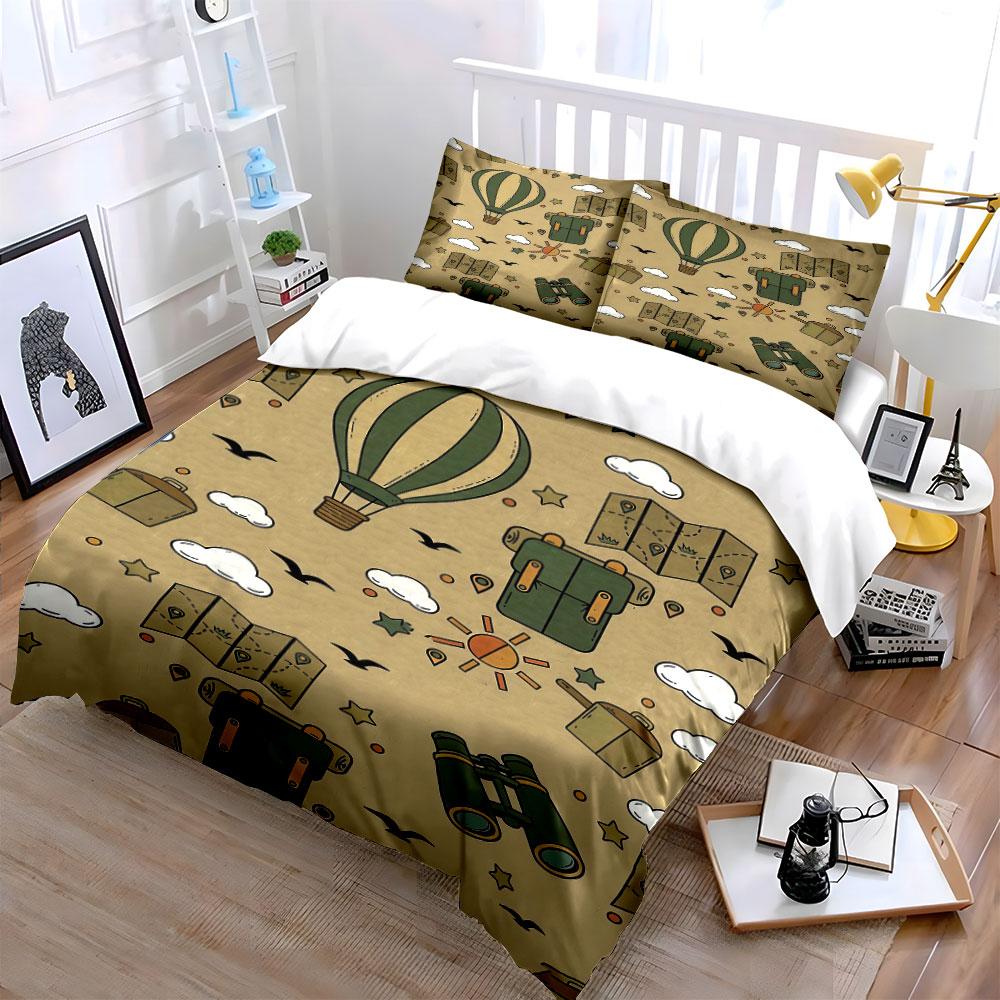Green Hot Air Balloons. Bedding Sets Duvet Cover Sets Duvet Covers Pillowcases(1 * Duvet Cover 2 * Pillowcases Without Duvet Insert)