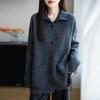 Women's Korean Style Wool Cardigan: Autumn/Winter Half-High Neck Button-Up Knit Sweater
