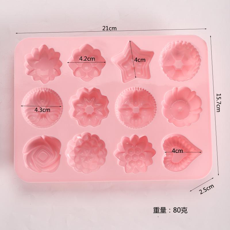 

Пищевой, силиконовая форма для животных, мультфильм, форма для желейного пудинга, 12 в ряд, форма для выемки торта в форме миски, силиконовая форма для молочного желе 12 flowers and plants, pink (single mold)