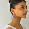 Natural Lapis Lazuli Stylish Dangle , Sterling Silver Earrings, Blue Gemstone Bohemian Simple Jewelry for Women, Unique Cute Gift Ideas