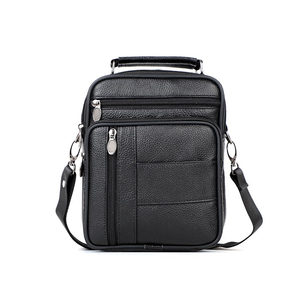 Top Grain Cowhide Vintage Men's Crossbody Leather Bag - Vertical Casual Shoulder Bag, Portable and Multifunctional