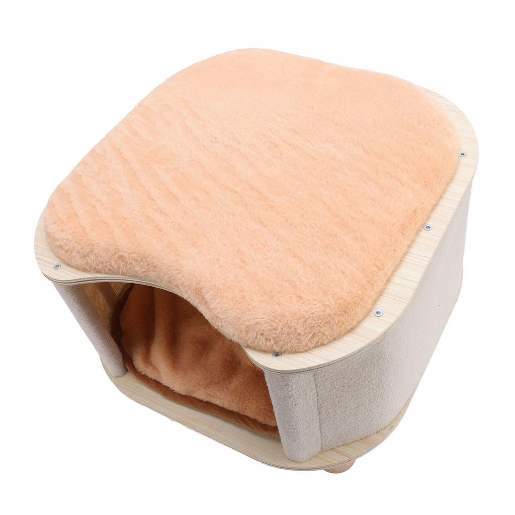 Scaun Casă Pisică Multifuncțional Universal Patru Anotimpuri Anti-Zgârieturi Robust Peșteră din Lemn Casă Pisică pentru