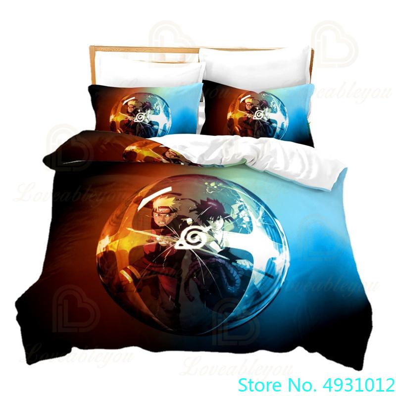 Uzumaki N-Naruto Bedding Set Cartoon Anime Quilt Cover Children Bedroom Bedclothes Boy Duvet Cover Polyester Bedspread Gift