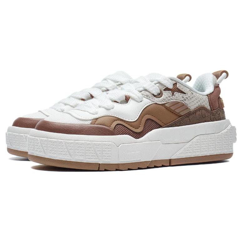 Li Ning 001 UNBLOCK Low top Skateboard Shoes Women's White Brown AGCT218-4